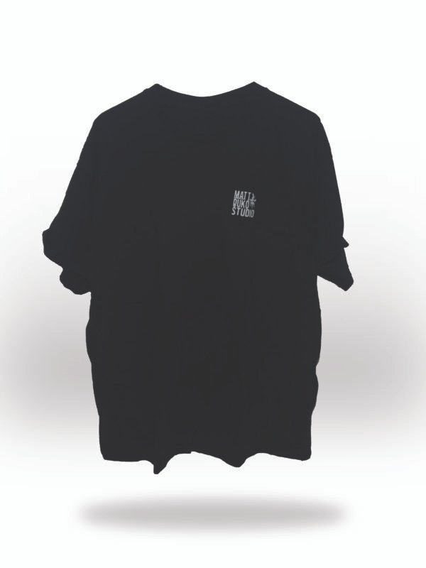 Black t-shirt with ‘Matt Buko Studio’ logo in white on the chest
